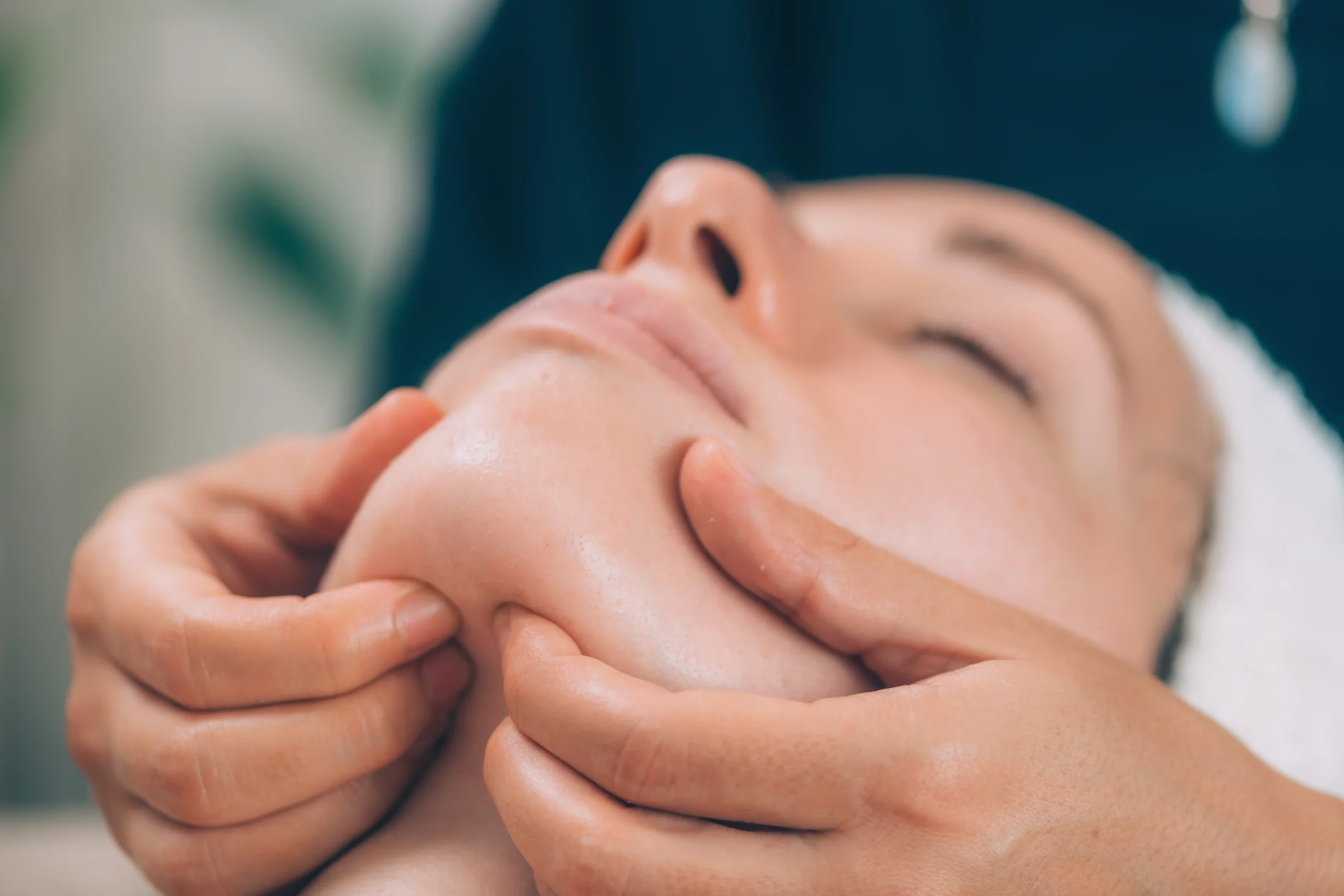 close up woman getting massage therapy spa